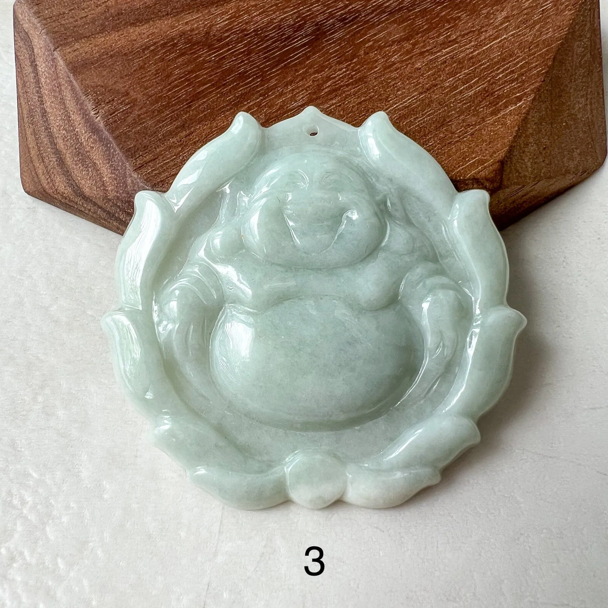 Jadeite Jade Happy Buddha Carved Jadeite Pendant, Budai, YJ-0322-0336515-2