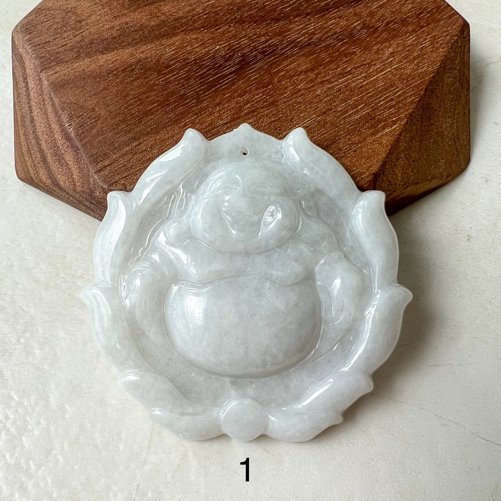 Jadeite Jade Happy Buddha Carved Jadeite Pendant, Budai, YJ-0322-0336515-2