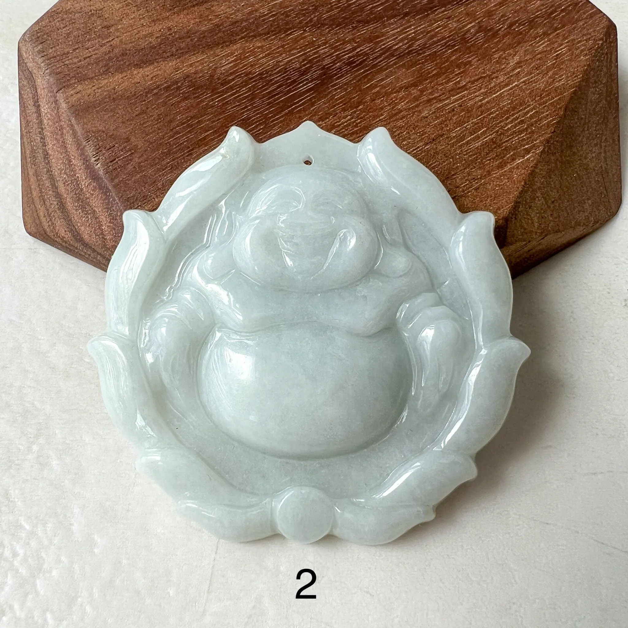 Jadeite Jade Happy Buddha Carved Jadeite Pendant, Budai, YJ-0322-0336515-2