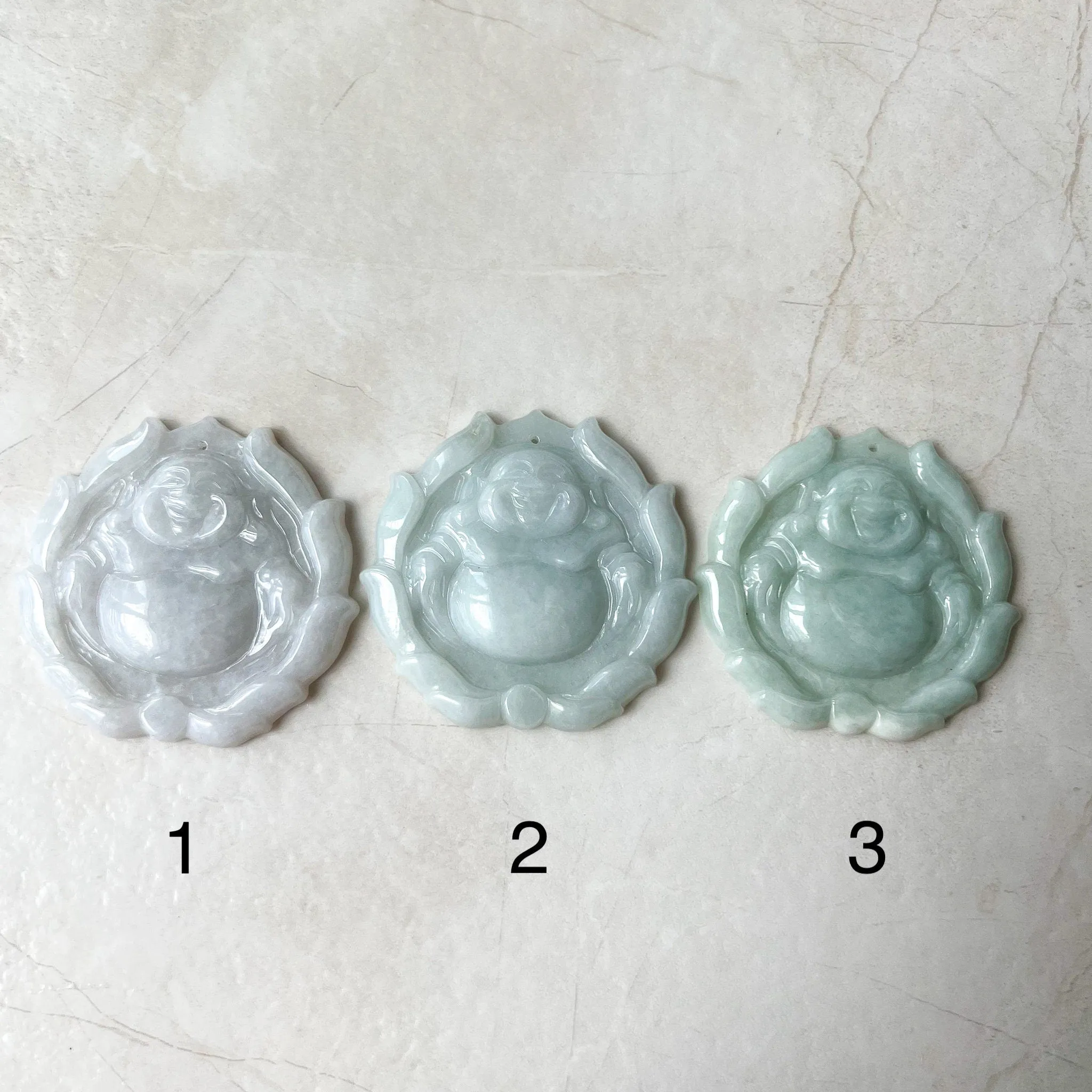Jadeite Jade Happy Buddha Carved Jadeite Pendant, Budai, YJ-0322-0336515-2