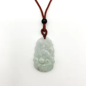 Jadeite Jade Horse Chinese Zodiac Carved Pendant Necklace, YJ-0321-0328270-10
