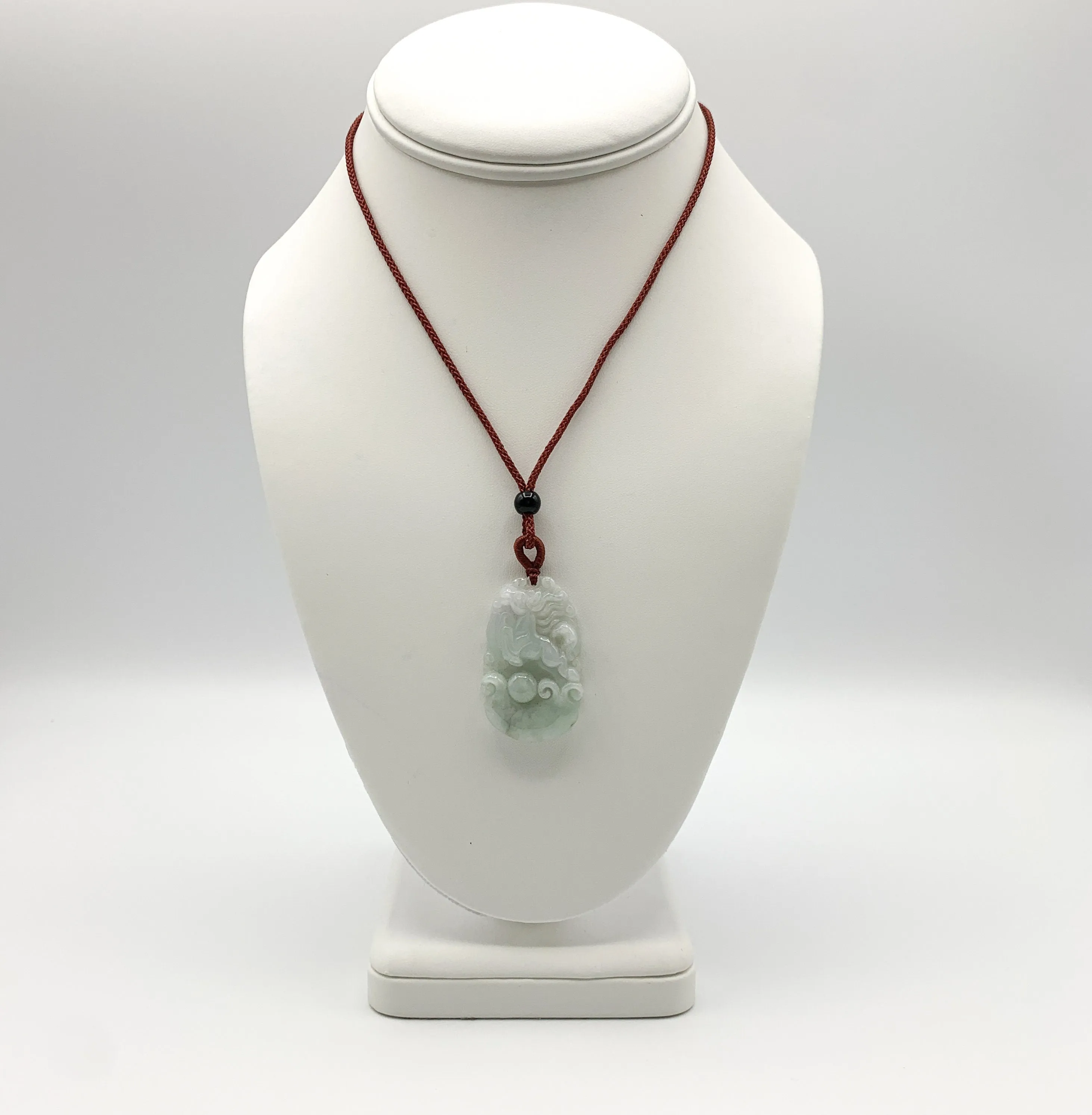 Jadeite Jade Horse Chinese Zodiac Carved Pendant Necklace, YJ-0321-0328270-10