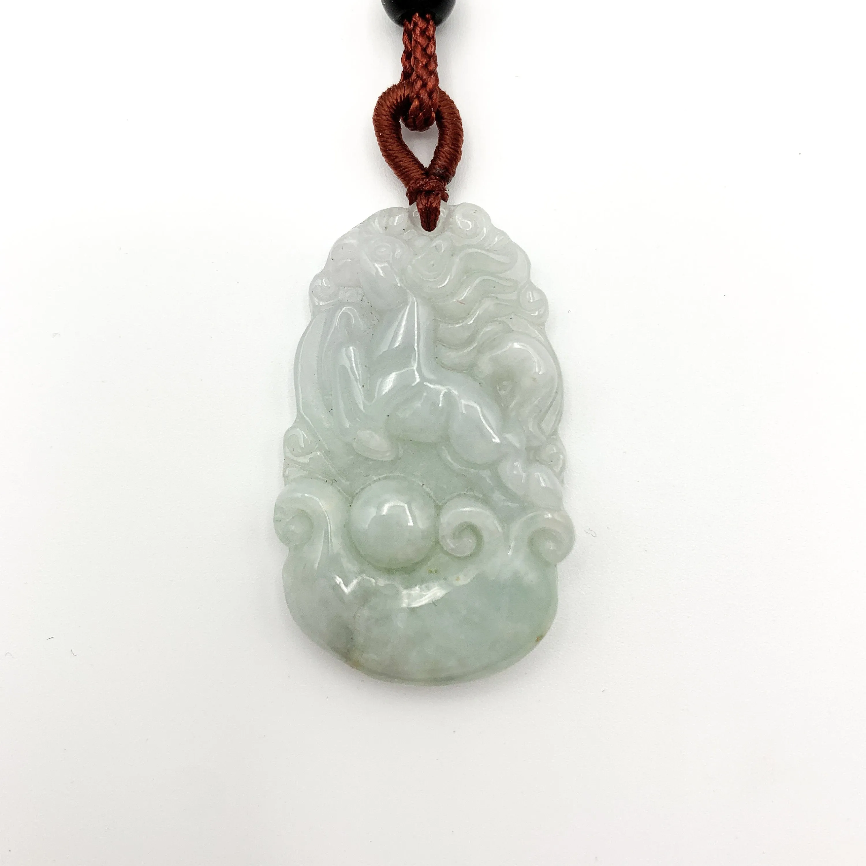 Jadeite Jade Horse Chinese Zodiac Carved Pendant Necklace, YJ-0321-0328270-10