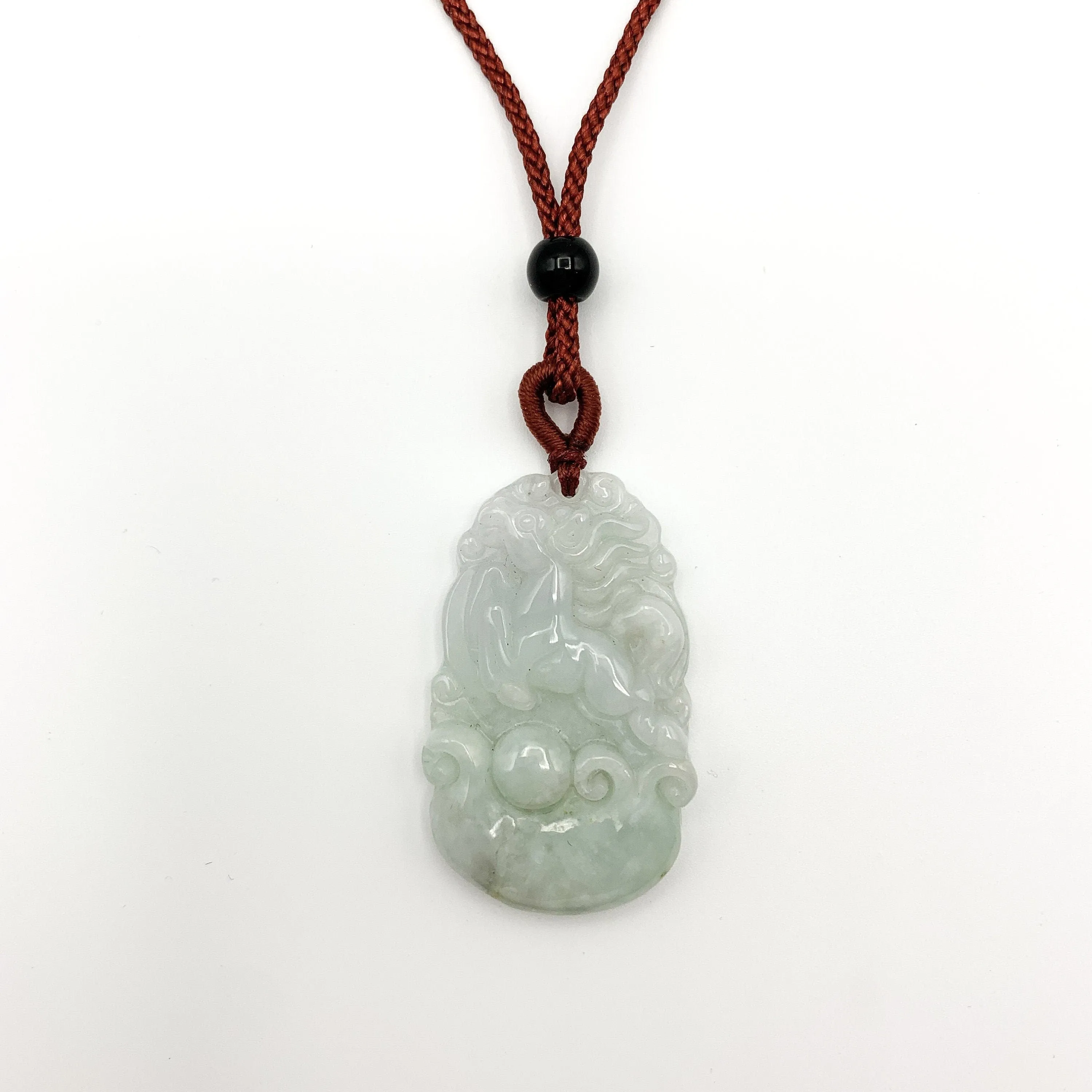 Jadeite Jade Horse Chinese Zodiac Carved Pendant Necklace, YJ-0321-0328270-10