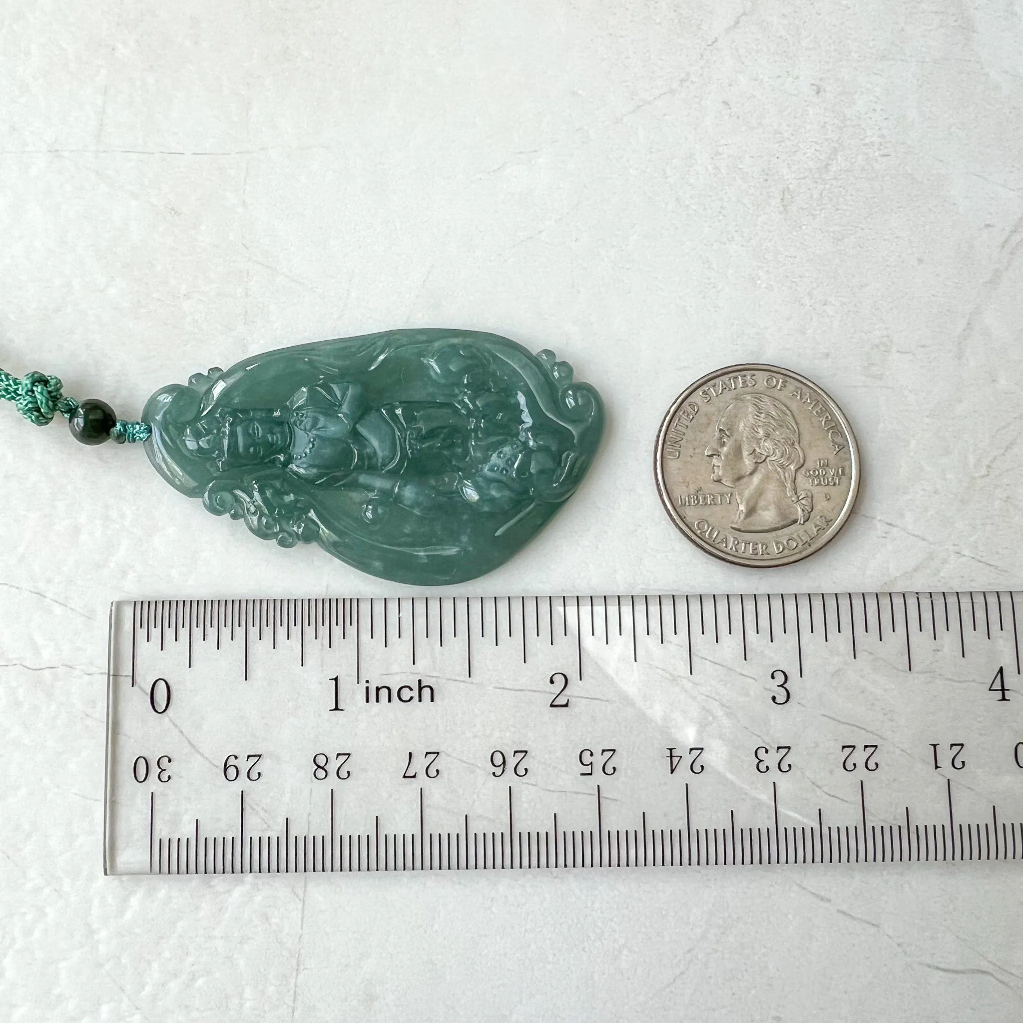 Jadeite Jade Standing Guan Yin Avalokiteshvara Carved Pendant Necklace, Quan Am, ZYF-1221-1660334749