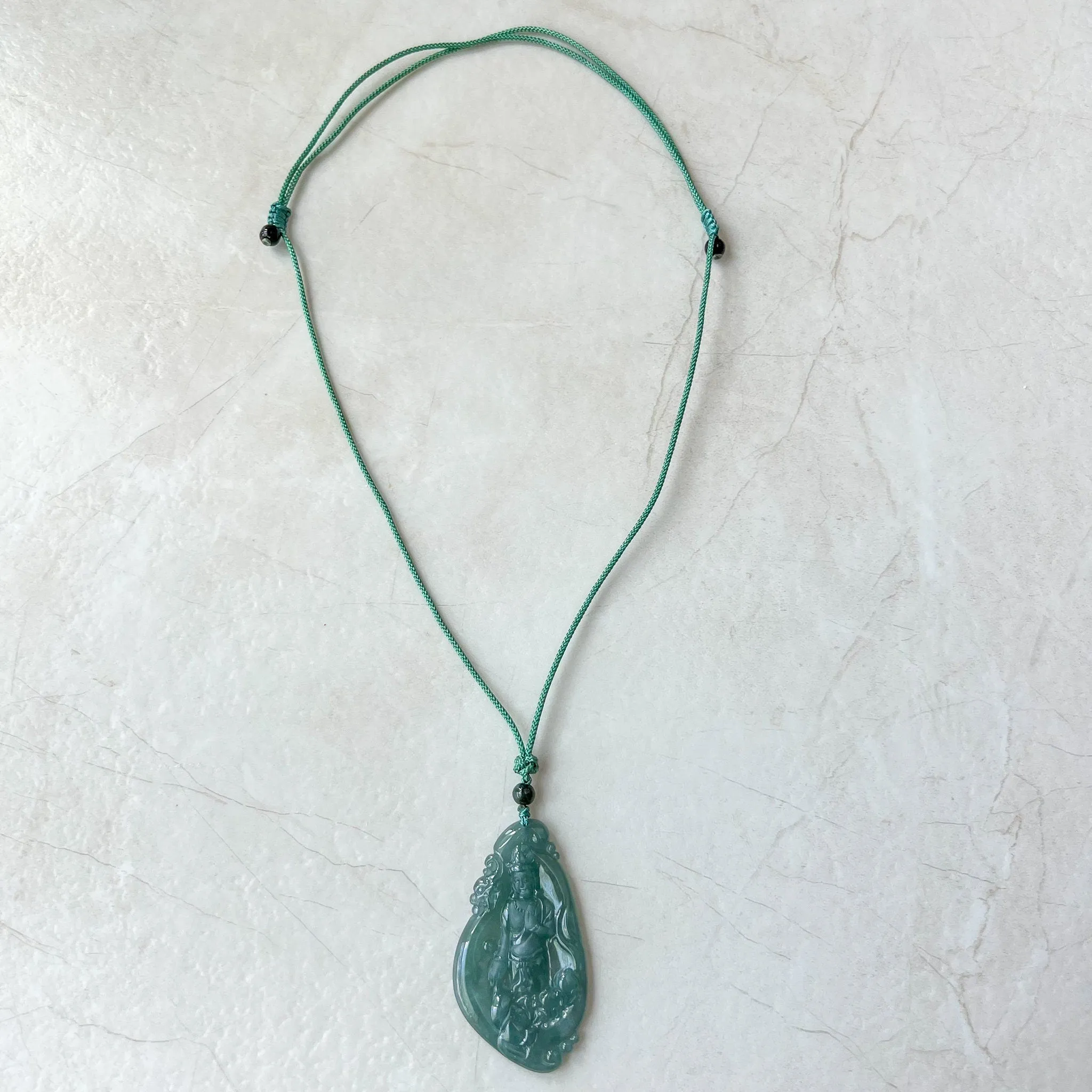 Jadeite Jade Standing Guan Yin Avalokiteshvara Carved Pendant Necklace, Quan Am, ZYF-1221-1660334749