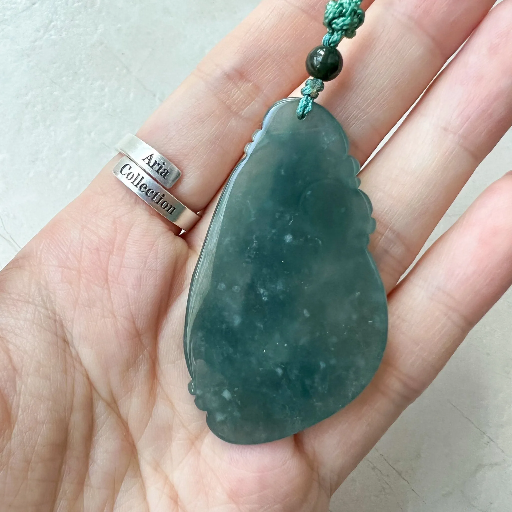 Jadeite Jade Standing Guan Yin Avalokiteshvara Carved Pendant Necklace, Quan Am, ZYF-1221-1660334749