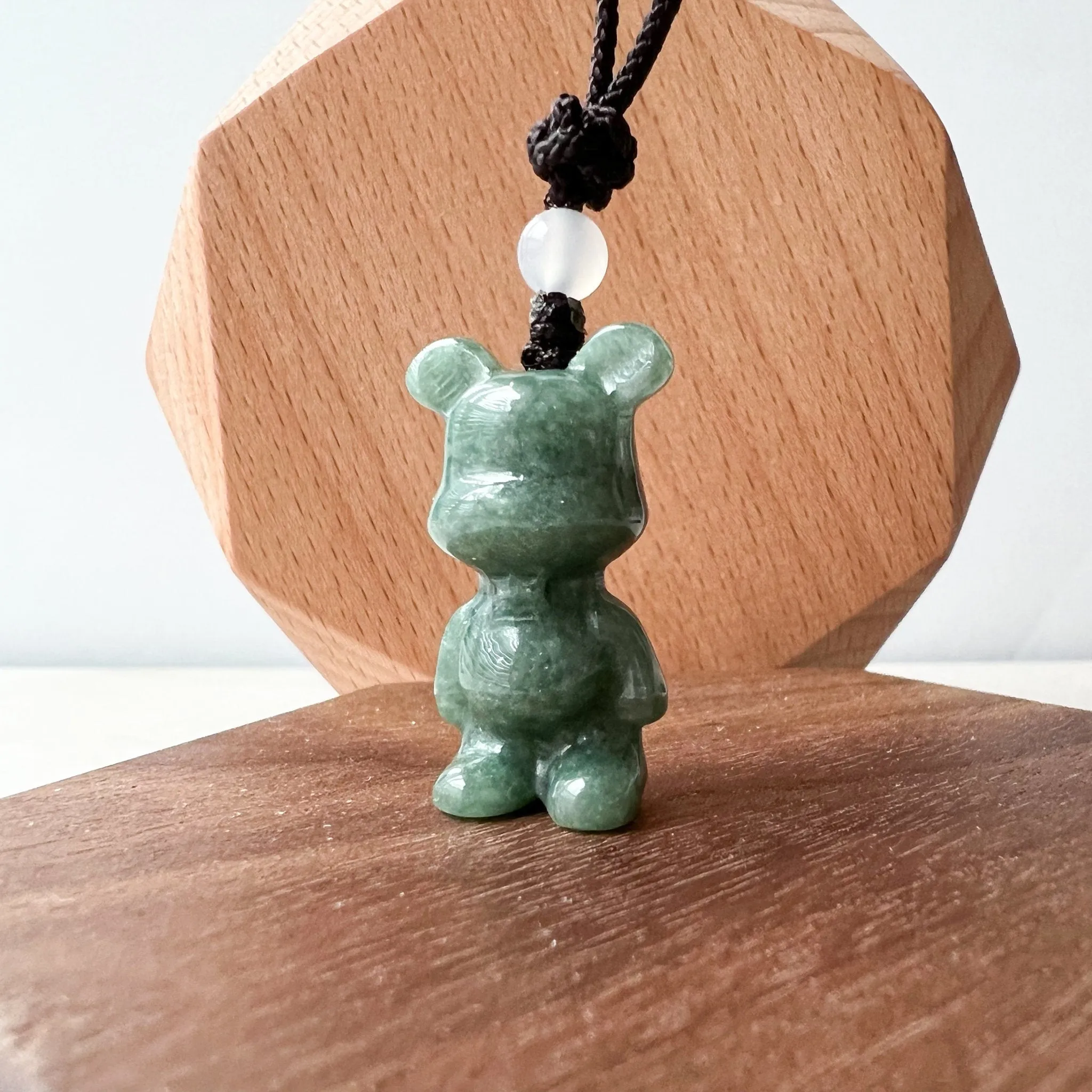 Jadeite Jade Teddy Bear Hand Carved Necklace, SHWQ-0322-1646849374