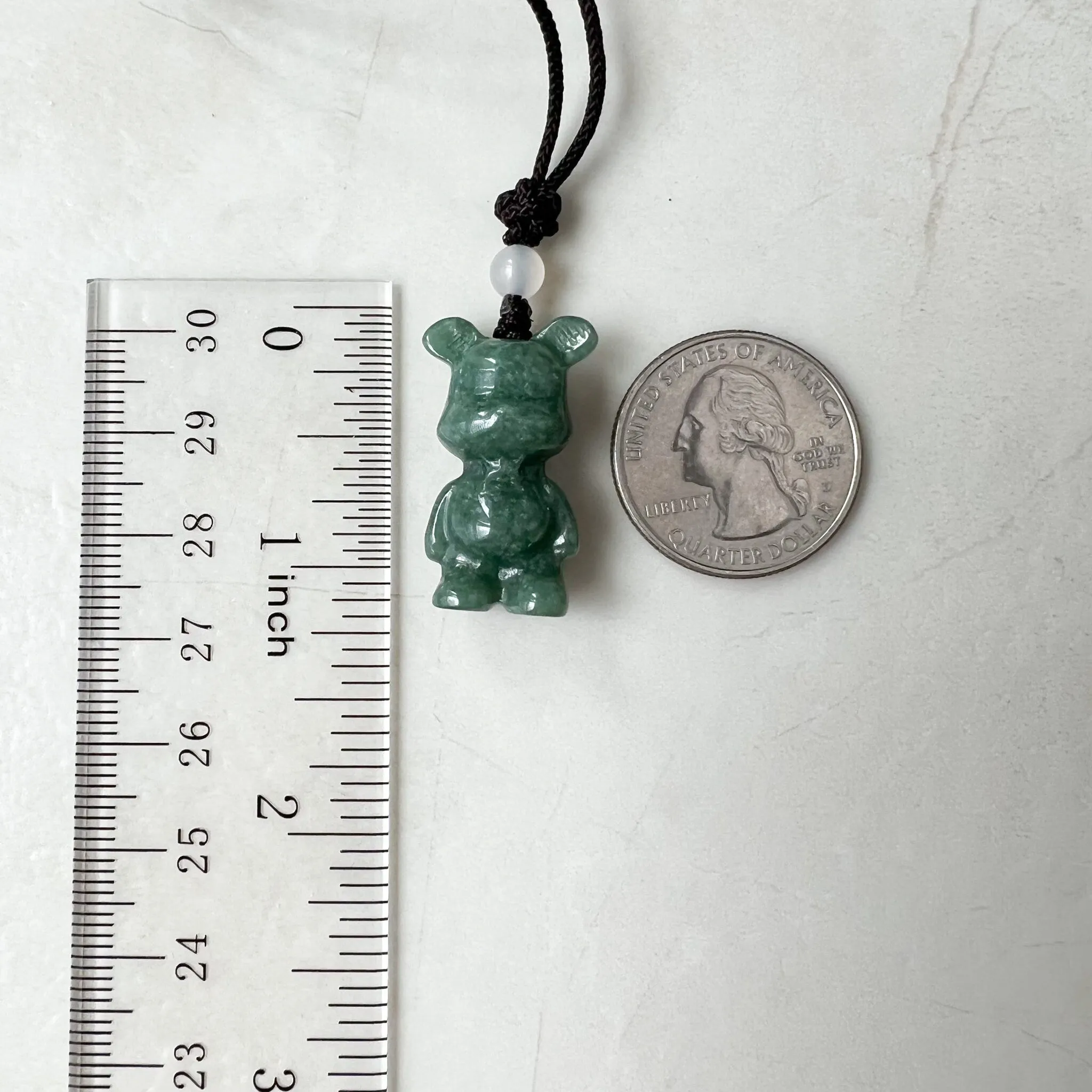 Jadeite Jade Teddy Bear Hand Carved Necklace, SHWQ-0322-1646849374