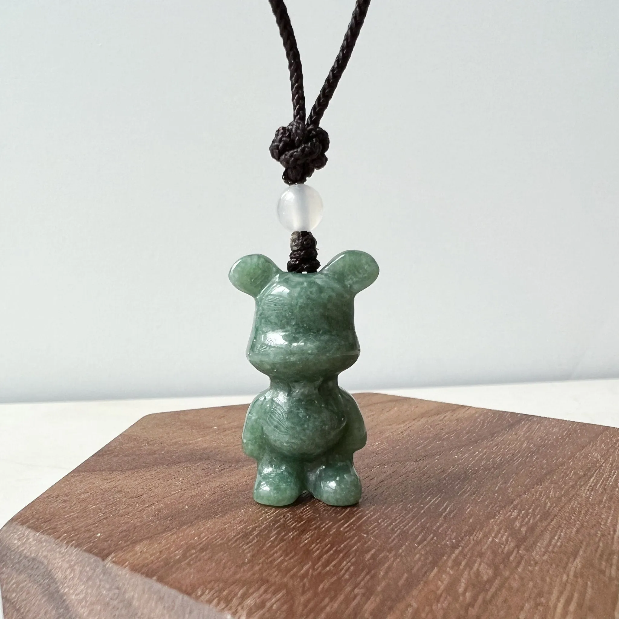 Jadeite Jade Teddy Bear Hand Carved Necklace, SHWQ-0322-1646849374