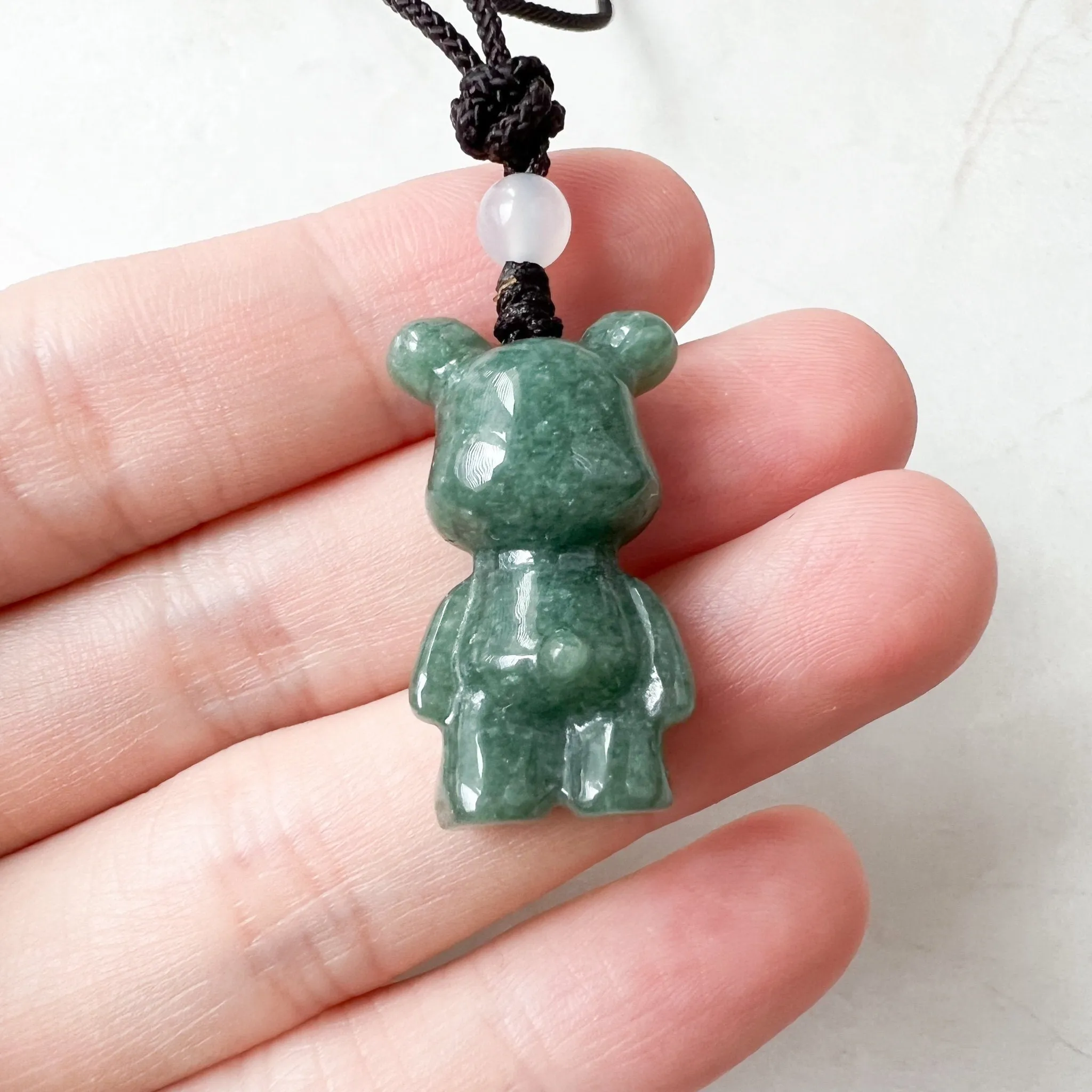 Jadeite Jade Teddy Bear Hand Carved Necklace, SHWQ-0322-1646849374