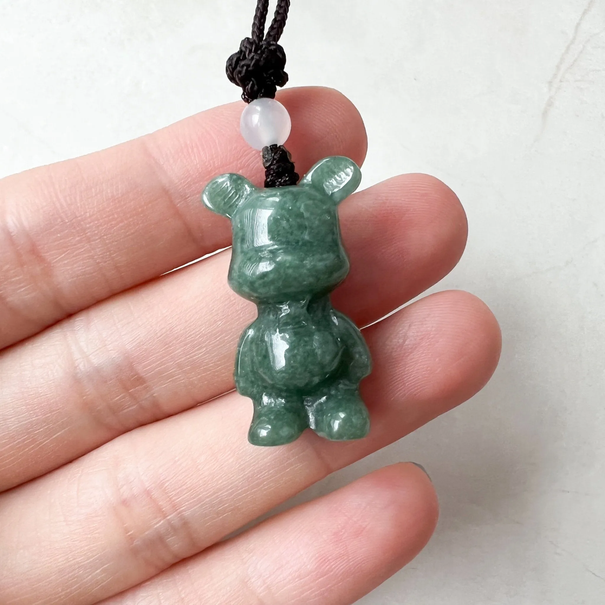 Jadeite Jade Teddy Bear Hand Carved Necklace, SHWQ-0322-1646849374