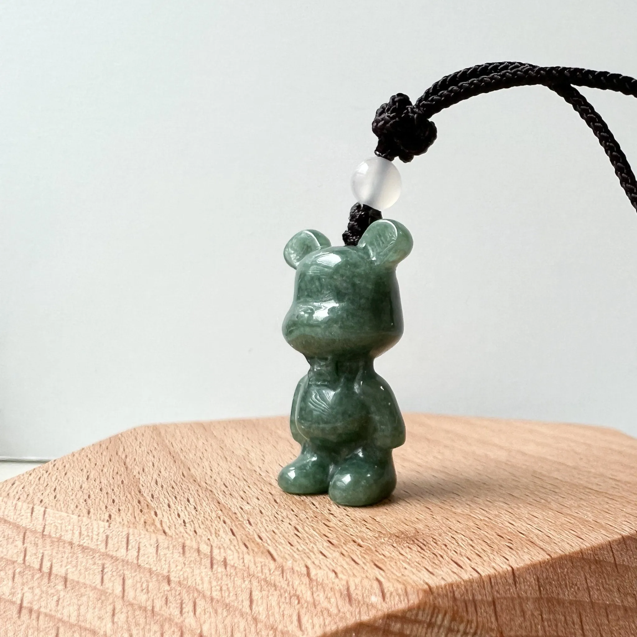 Jadeite Jade Teddy Bear Hand Carved Necklace, SHWQ-0322-1646849374