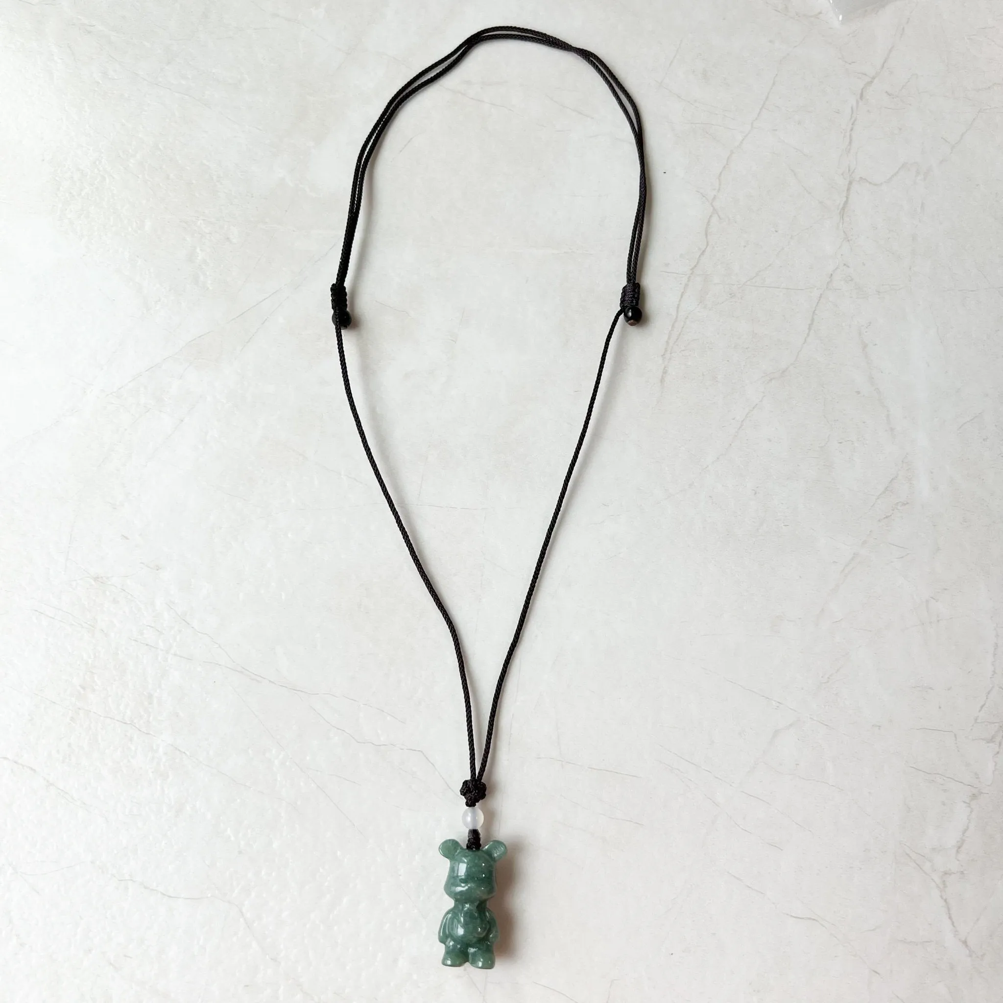 Jadeite Jade Teddy Bear Hand Carved Necklace, SHWQ-0322-1646849374