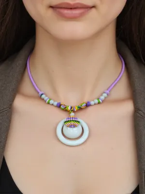 JadeiteHall® "Lucky Button" Genuine He Tian Nephrite Green Jade Circle Pendant Necklace
