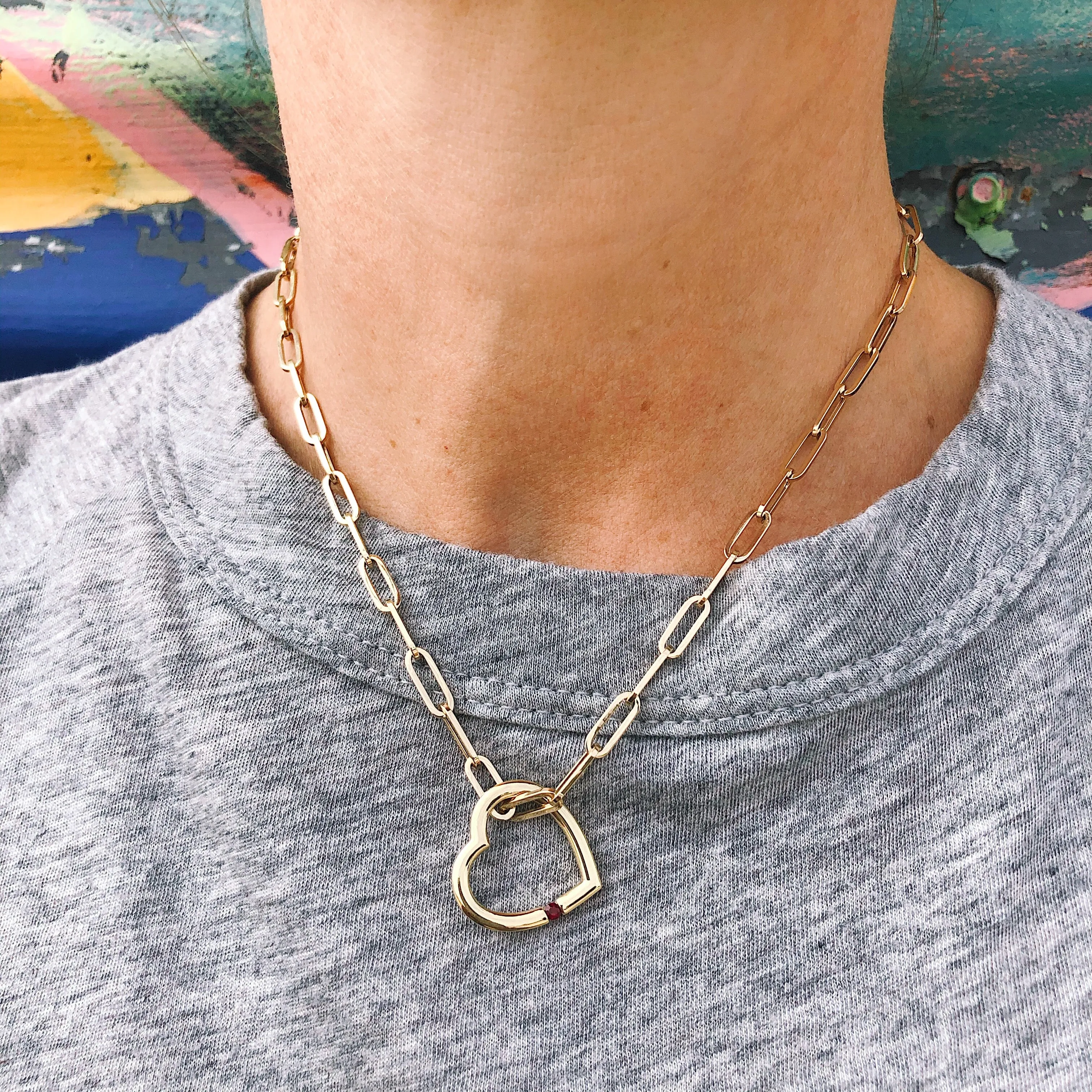 Large Gold Floating Eternity Heart Charm