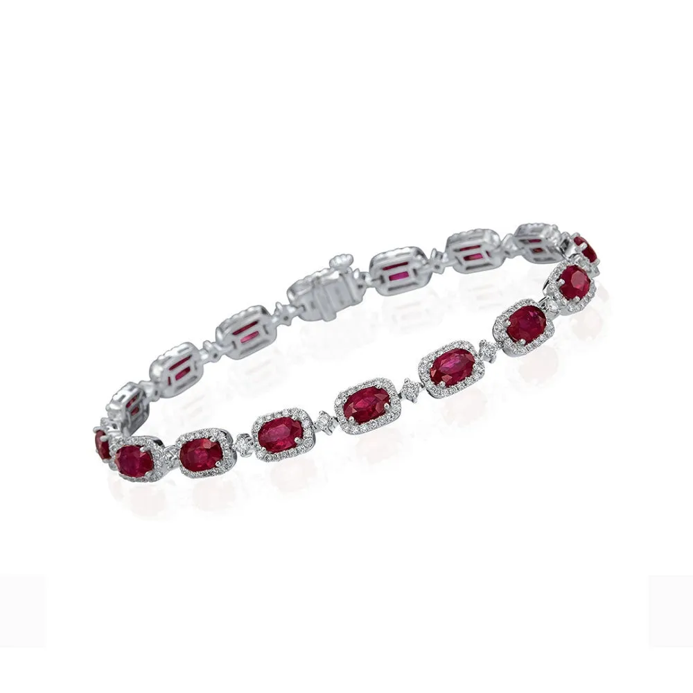 LaViano Fashion 18K White Gold Ruby and Diamond Bracelet