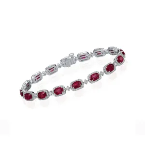 LaViano Fashion 18K White Gold Ruby and Diamond Bracelet