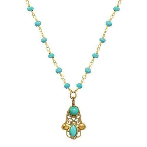Michal Golan Small Turquoise Hamsa Necklace