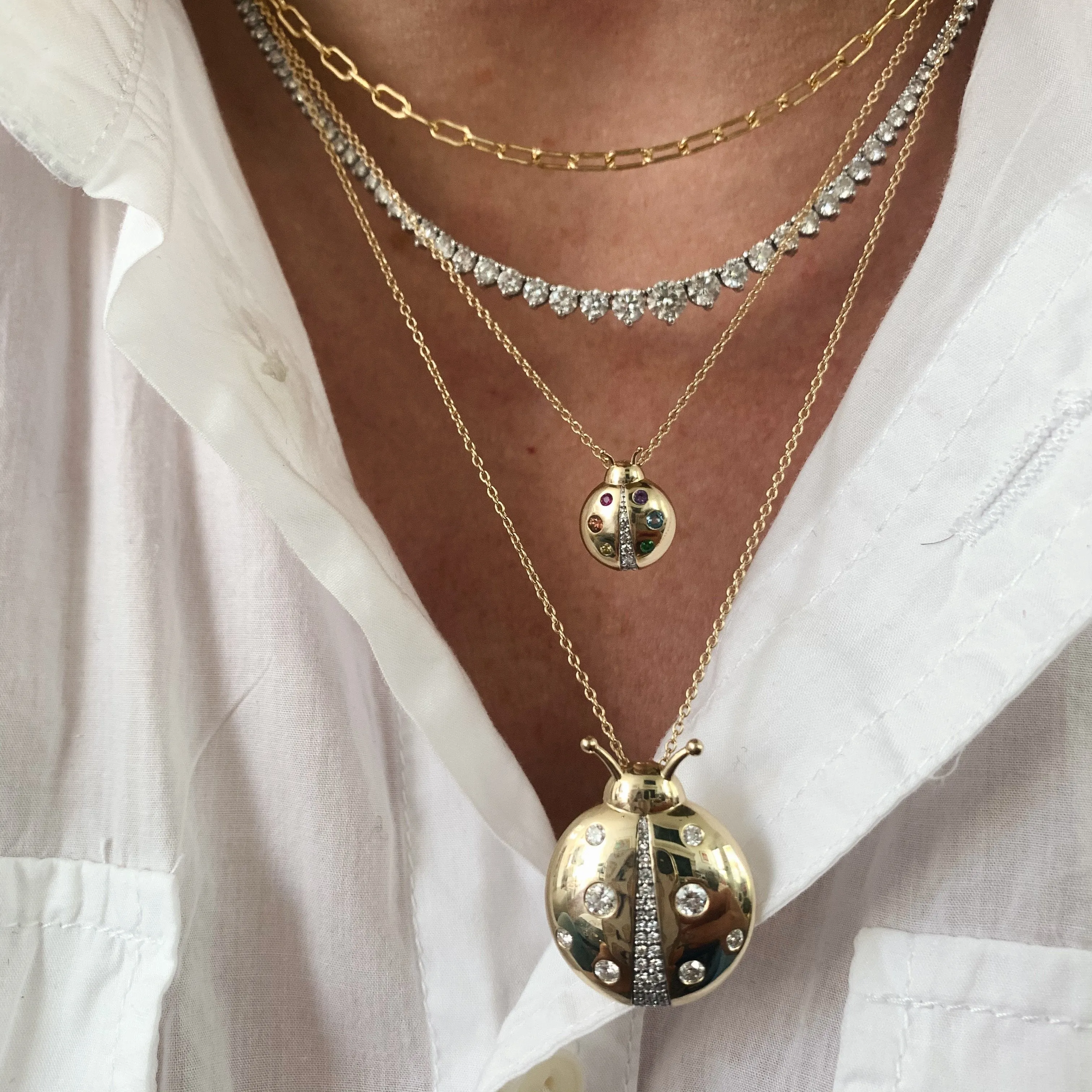 Multicolored Baby Ladybug Necklace