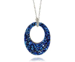 Open Oval Blue Druzy Necklace