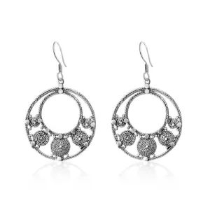 Oxidised Silver Stunning Round Filigree Dangle