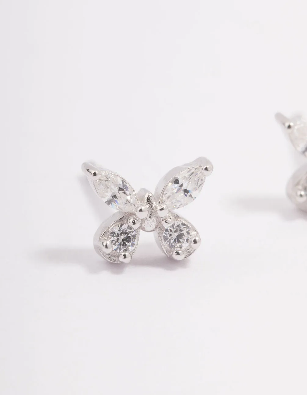 Platinum Sterling Butterfly Cubic Zirconia Stud Earrings