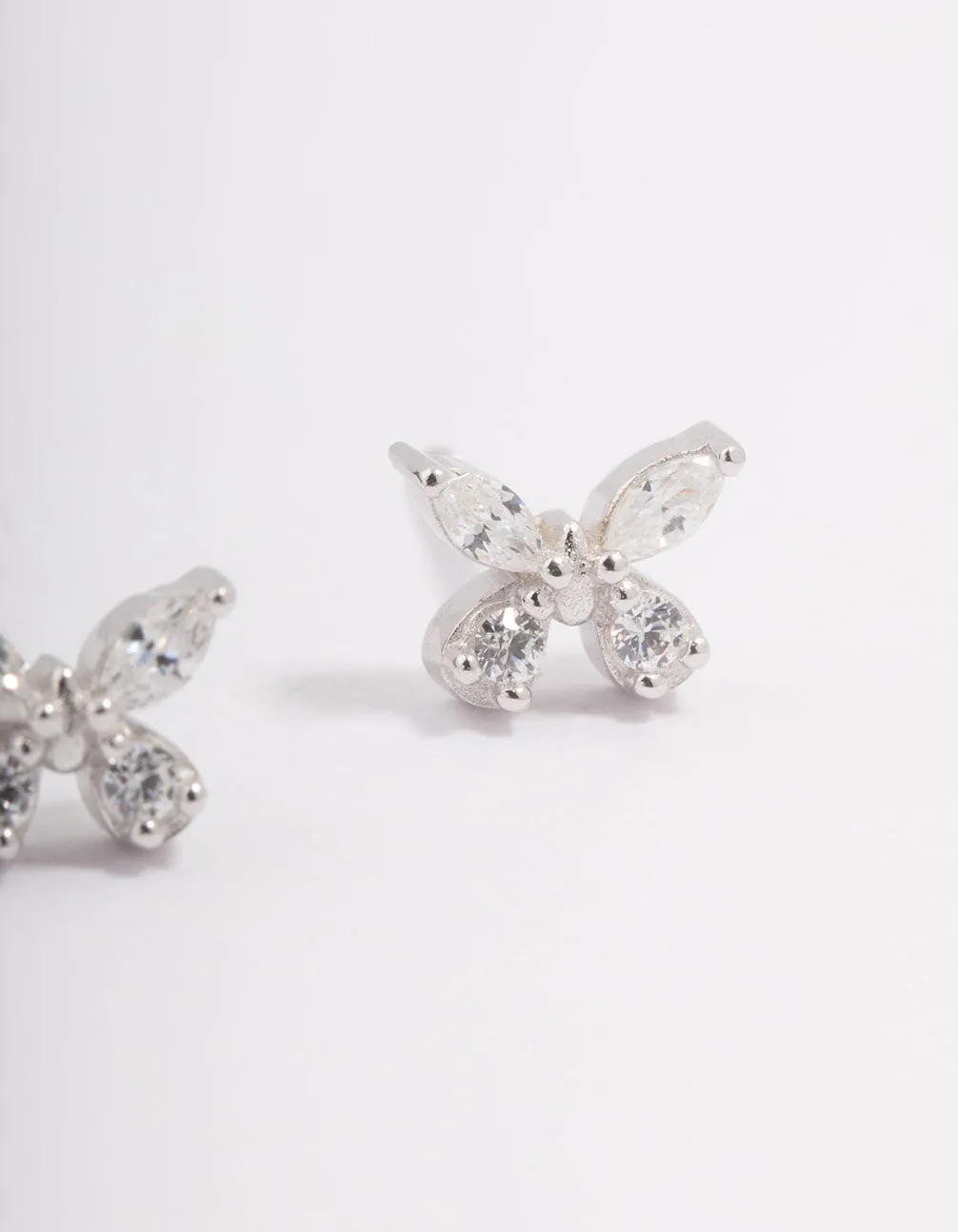 Platinum Sterling Butterfly Cubic Zirconia Stud Earrings
