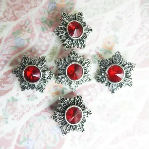 Red snowflake snap buttons