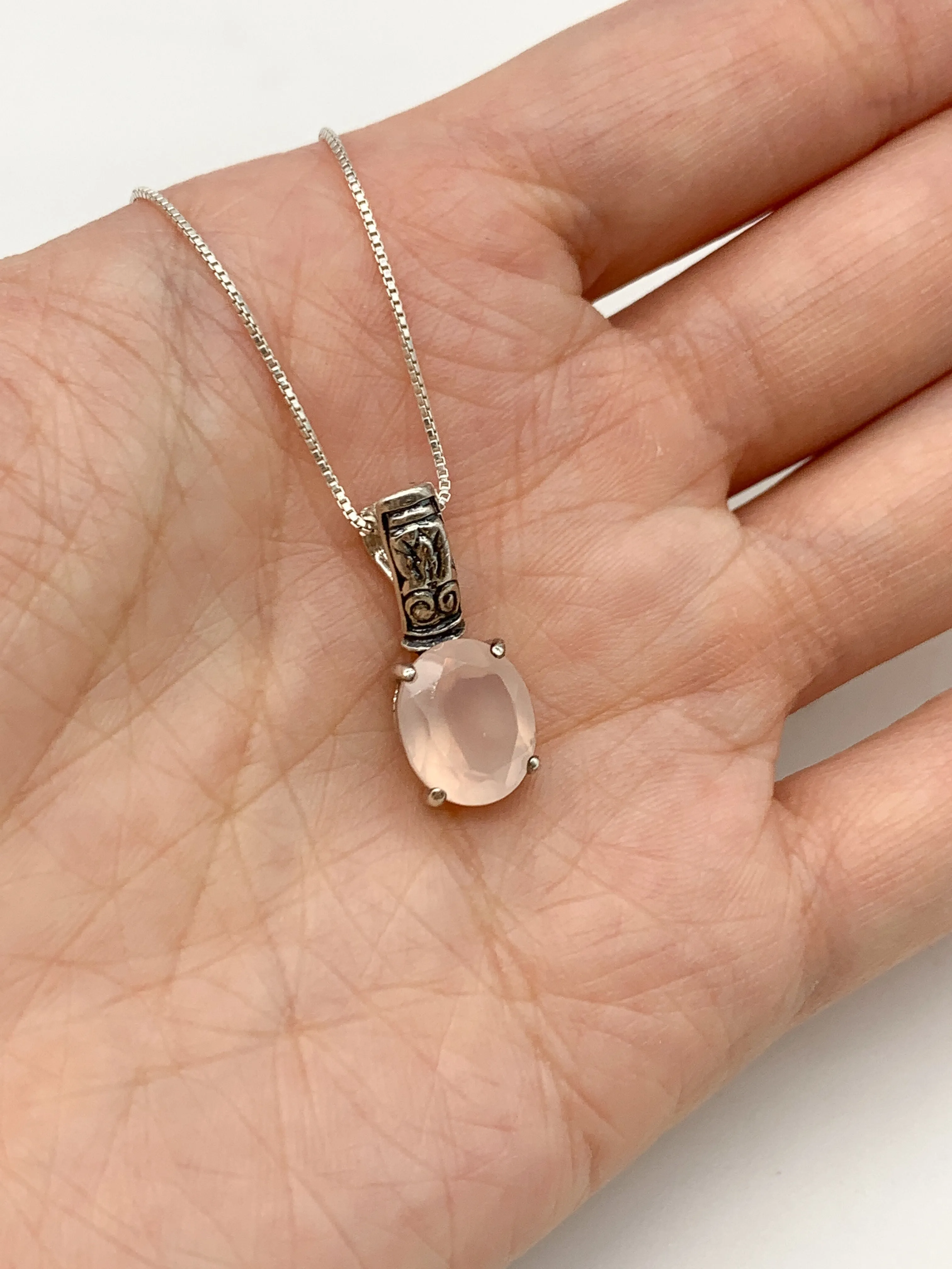 Rose Quartz Necklace - Natural Rose Quartz Necklace -Pink Vintage Necklace