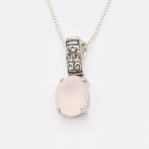Rose Quartz Necklace - Natural Rose Quartz Necklace -Pink Vintage Necklace
