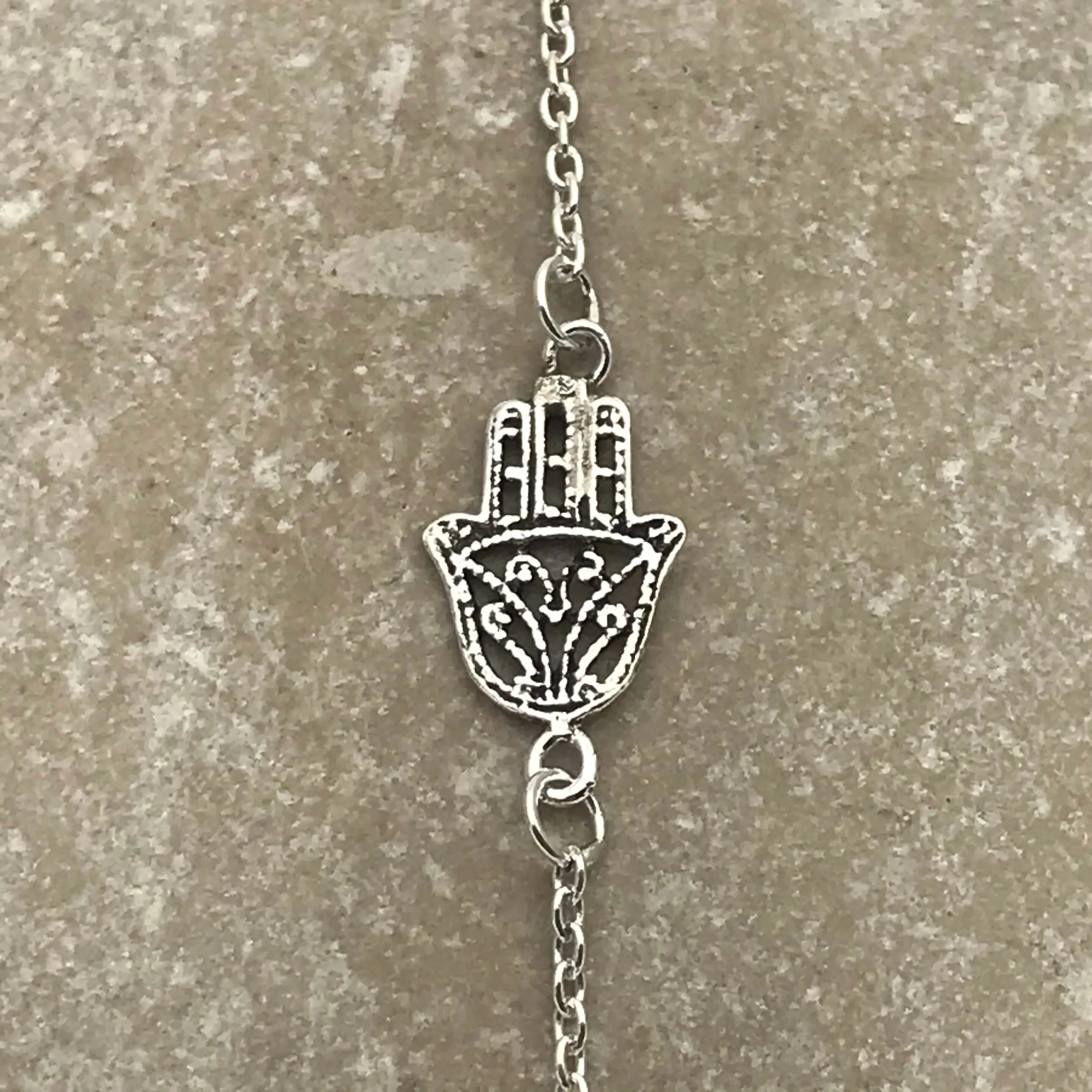 Sterling Silver Chain Bracelet Filigree Hamza