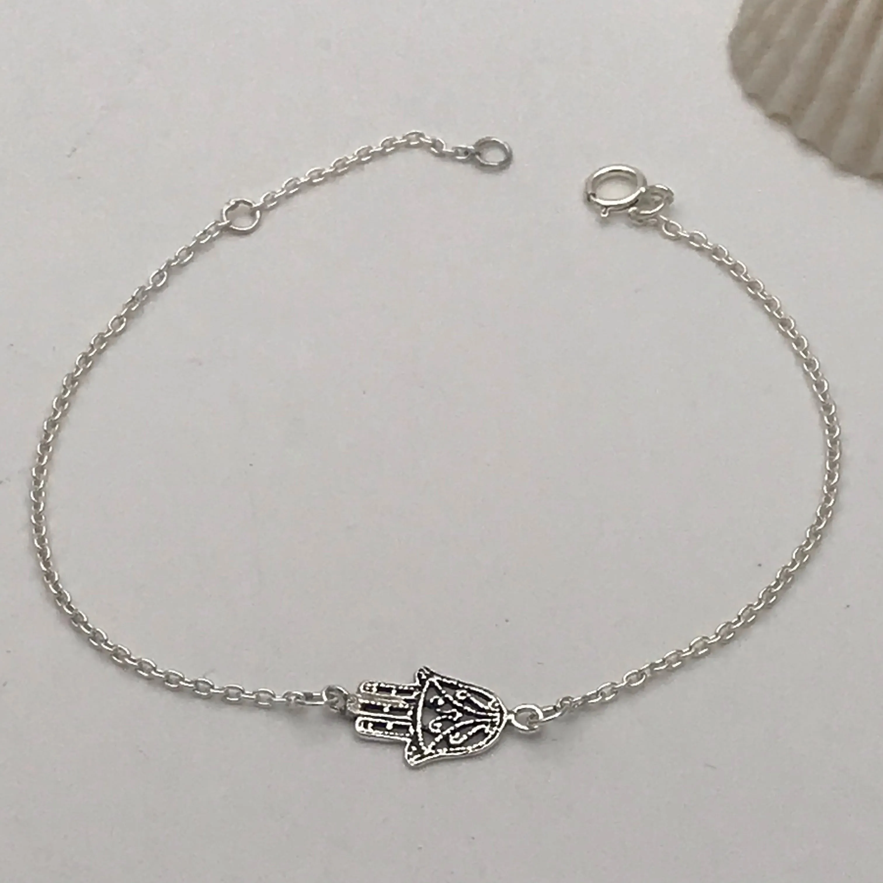 Sterling Silver Chain Bracelet Filigree Hamza