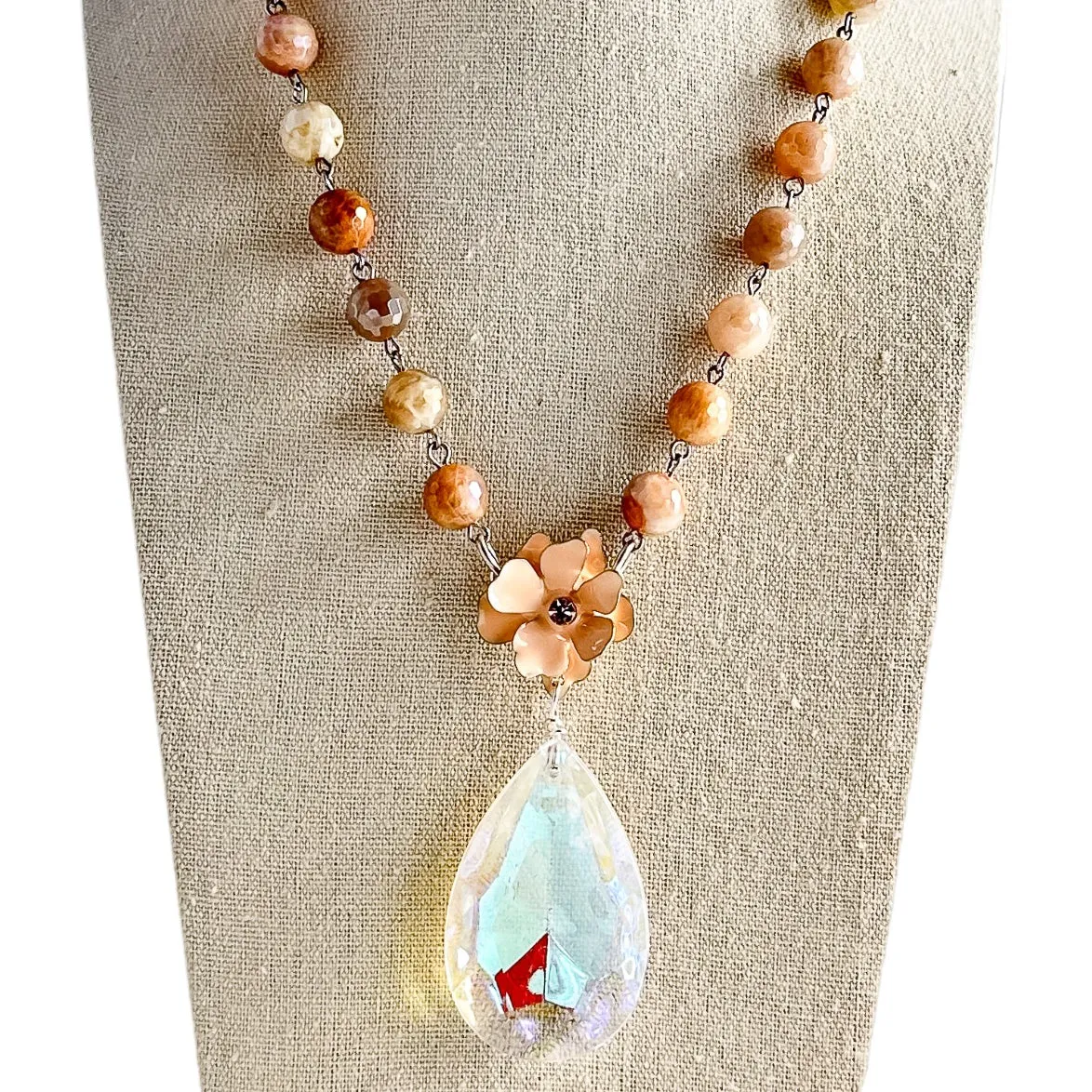 Strawberries and Cream Long Beaded Bauble Necklace