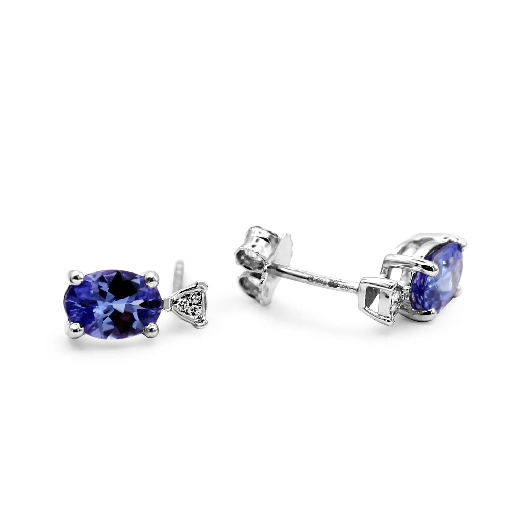 Tanzanite & Diamond Earrings - 18ct White Gold