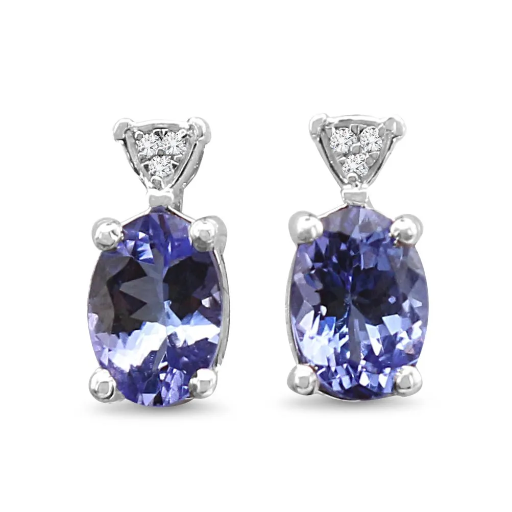 Tanzanite & Diamond Earrings - 18ct White Gold