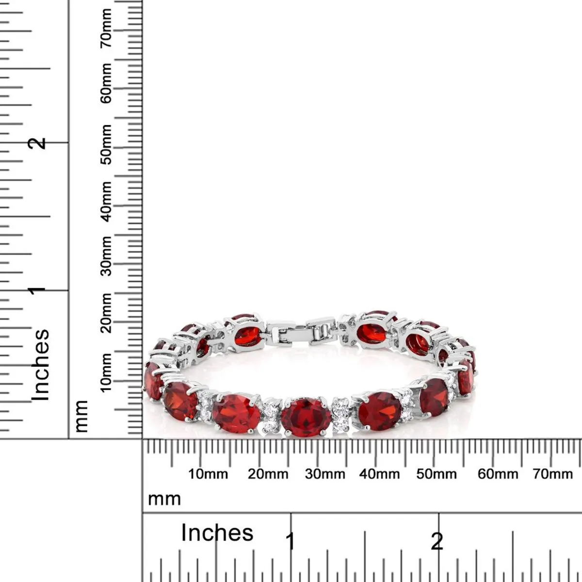 Tennis Ruby Red Cubic Zirconia American Diamond Bracelet For Women