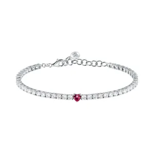 tesori bracelet 925 silver white cz with rubby heart centre cz 19cm