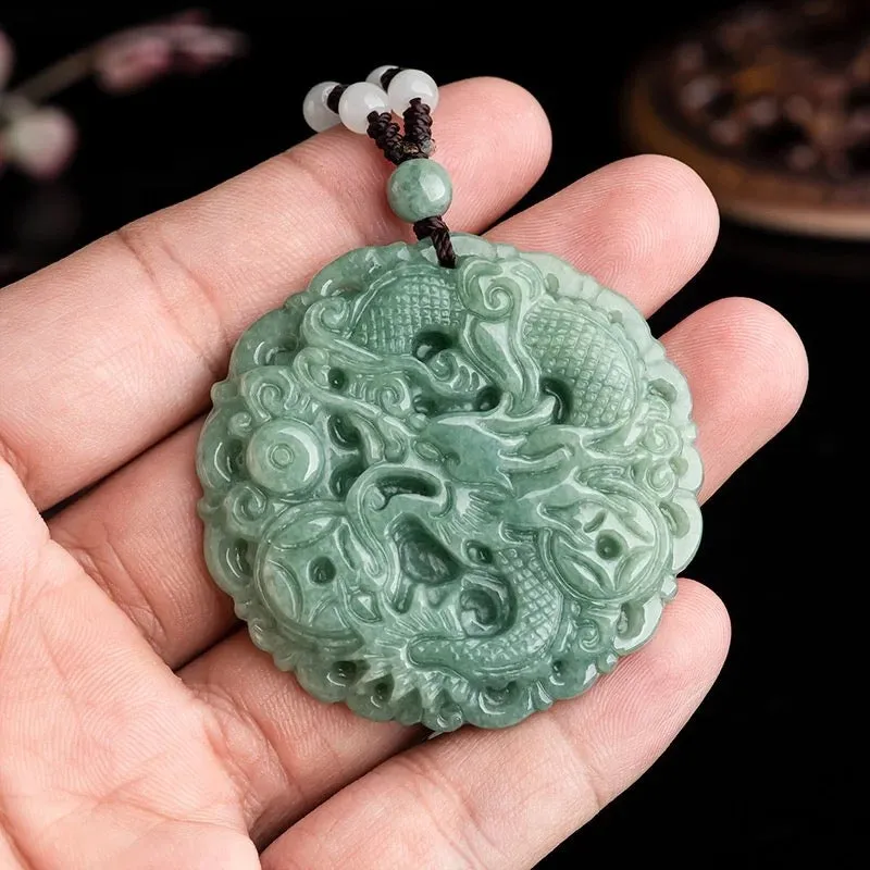 THE VAULT | Genuine Natural Jadeite Hand Carved Circular Necklace