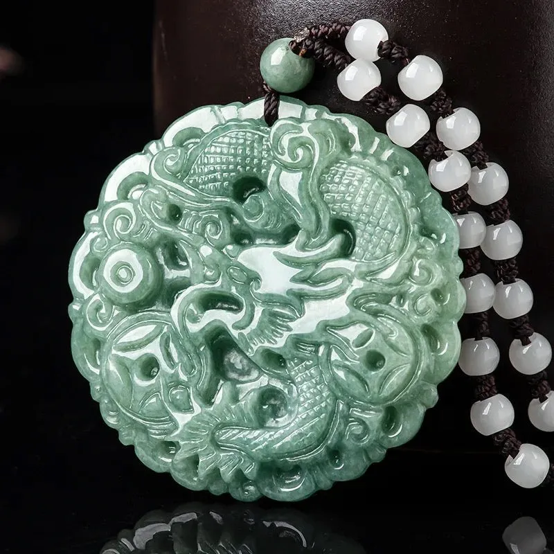 THE VAULT | Genuine Natural Jadeite Hand Carved Circular Necklace