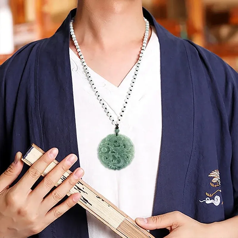 THE VAULT | Genuine Natural Jadeite Hand Carved Circular Necklace