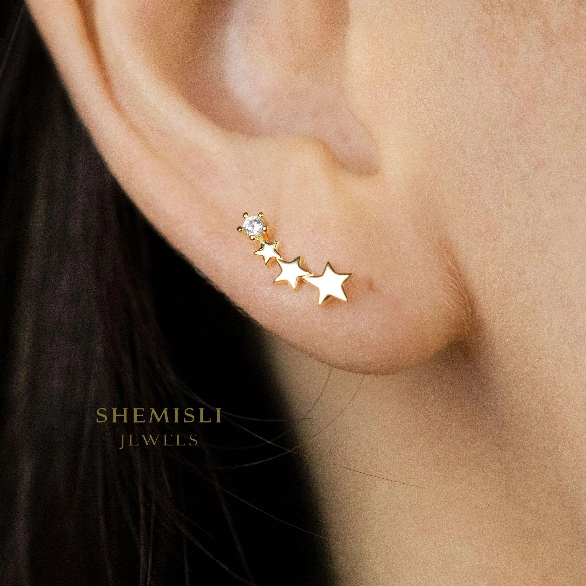 Tiny Stars CZ Climber, Gold, Silver SHEMISLI SS253 LR