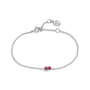Twin Bracelet, Ruby, Silver