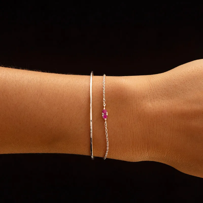 Twin Bracelet, Ruby, Silver