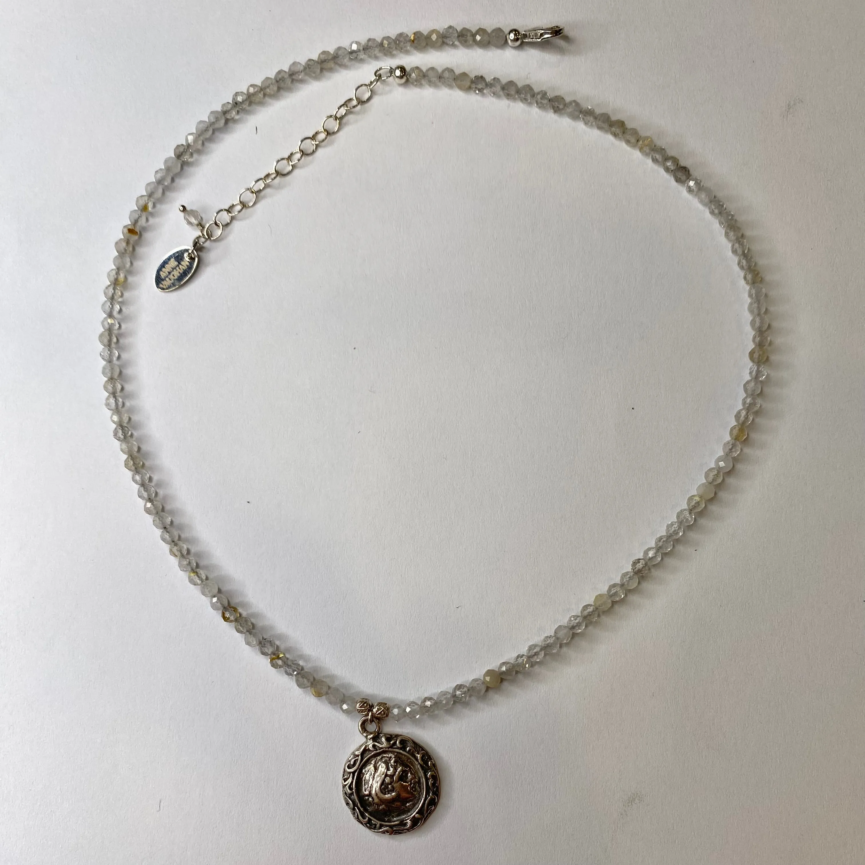 Vintage Coin and Rutilated Quartz Necklace